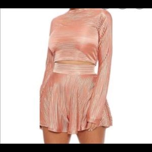Coral pleated short set